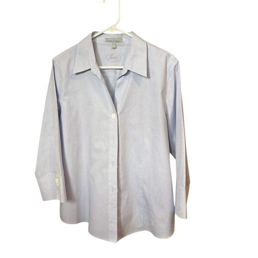 Foxcroft Non-Iron Blouse Light Blue 16 Cotton NWT - Picture 6 of 9